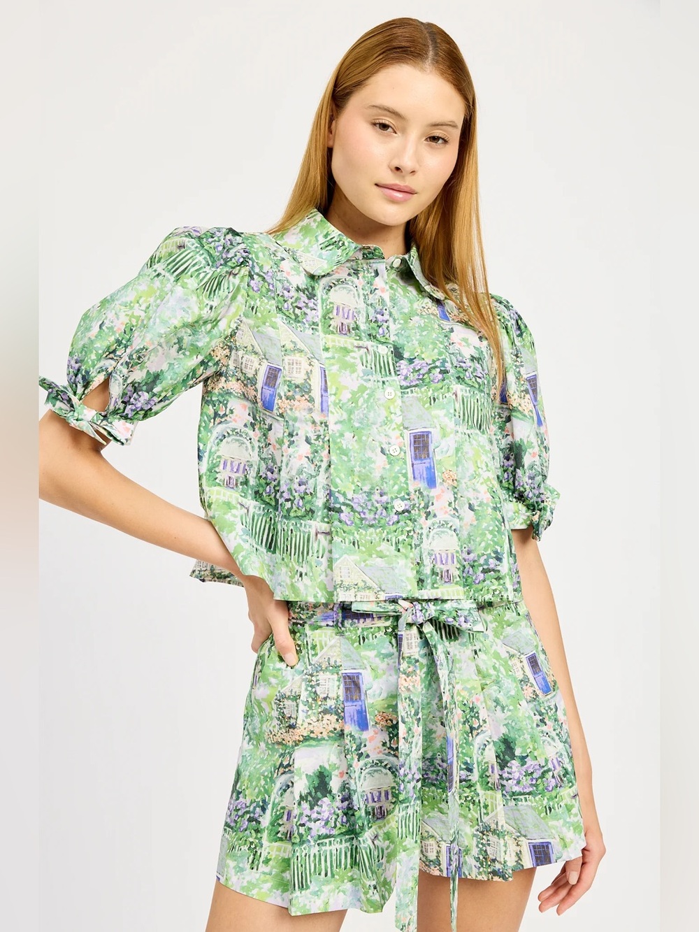 En Saison Green Floral Mini Dress Set - Picture 4 of 11